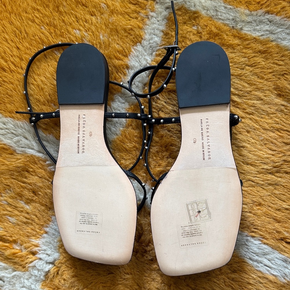 Freda Salvador Alexia Black Leather Sandals with Silver Studs - Picture 6 of 7